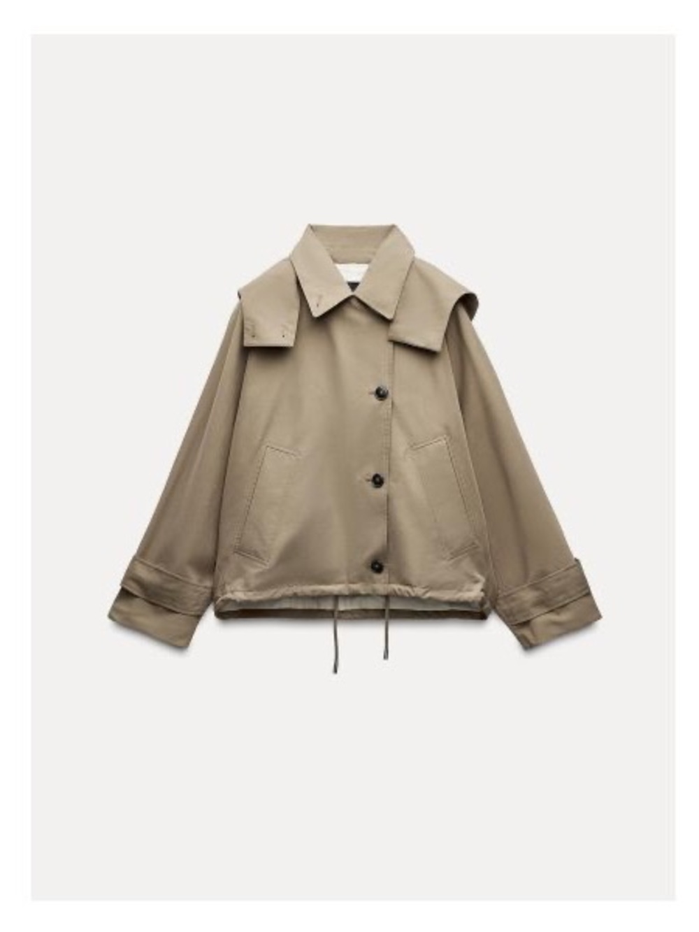 Zara Tab Hooded Utility Short Trench Jacket
